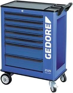 020 021 2525-520 Tool trolley with 7 drawers 330 kg Body: Dimensions: H 965 x W 720 x D 395 mm Working platform in ABS, with 3 compartments for small parts Storage compartment with perforated sheet