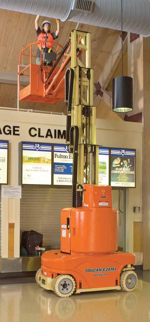 Toucan Series MAST-STYLE BOOM LIFTS Puts Hard to Reach Within Reach. With the JLG Toucan vertical mast lift, you can meet your overhead challenges head-on.