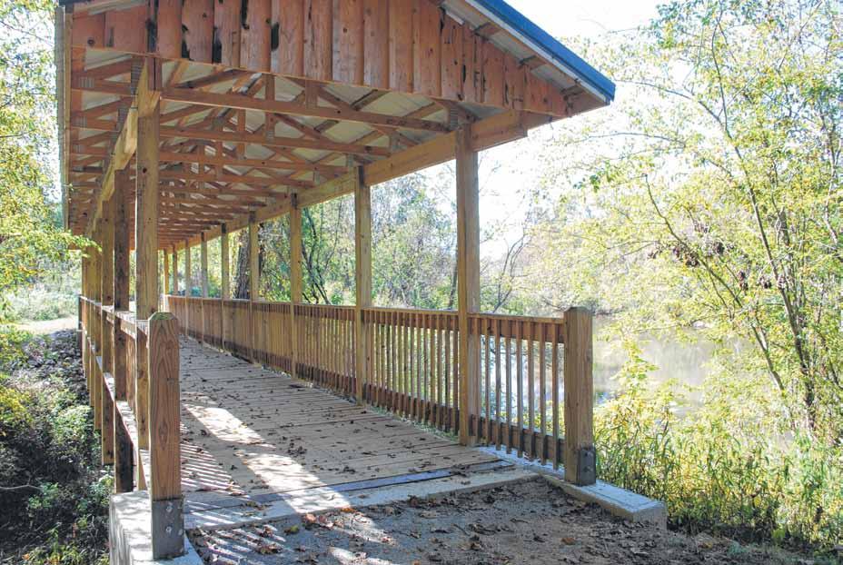 A tribute to the former structure that connected Elkin and Jonesville, a covered bridge