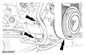 Position the SC drive belt away from the A/C compressor and detach the 2 wiring
