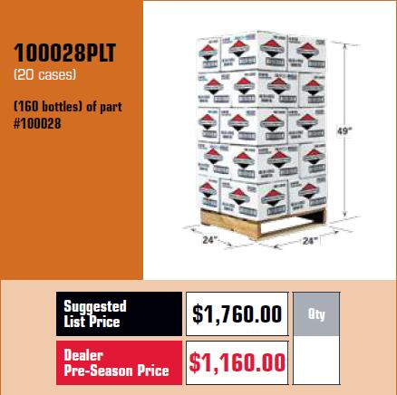 OIL PALLET PROMOTION SAVE UP TO 34% These half pallets allow you to set a point of purchase display right on your sales floor. Simply open the top cases for an effective profit builder.