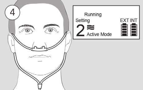 Confirm the prescribed device setting as established in Setting up your prescribed device setting (see page 9). 4. Position the nasal cannula on your face and breathe normally.