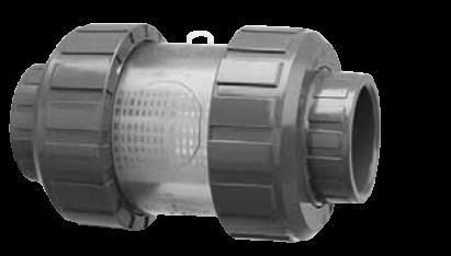TRUE UNION INLINE STRAINERS Size: 3/8" - 3" Ends: Socket Seal: EPDM Body: PVC transparent Screen: Natural polypropylene - 1800 micron - coarse STAINLESS STEEL 1000, 750 micron - medium STAINLESS