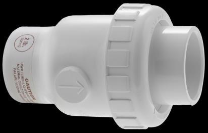 SINGLE UNION SPRING CHECK VALVES Material: Grade 1 PVC (White) O-Rings: EPDM, Viton Compression Spring: SS 302, Hastelloy C Pressure Rating: 150 PSI FEATURE: Available with multiple