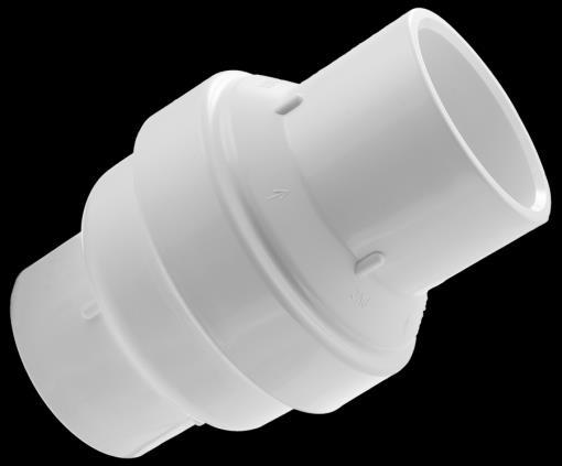 SLIM-LINE CHECK VALVES Size: 2" -SCH 80 Ends: 2" Socket Seal: EPDM Body: PVC Press Rating: 150 PSI FEATURE: Full 2"