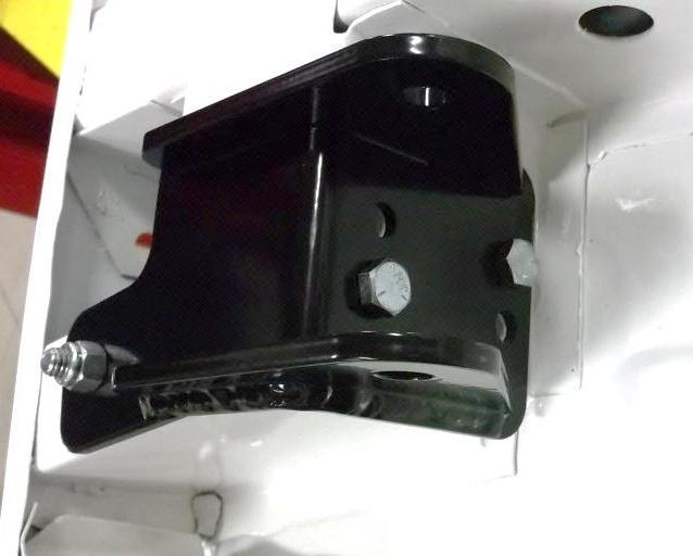 Install the rear chassis mounts (p/n 9637-259 and p/n 9637-256) on the cleaned rear leaf spring mount using two (2) 3/8 x 1 bolts (p/n 9012-229) in the threaded holes.