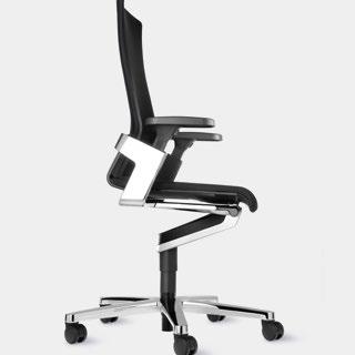 In contrast to the office chairs, the conference chair stands on a