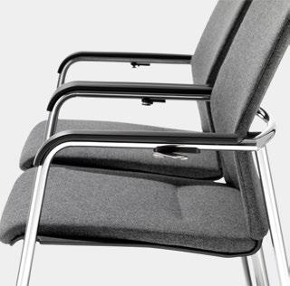 The seat shell and covered backrest on the comfortable cantilever chair