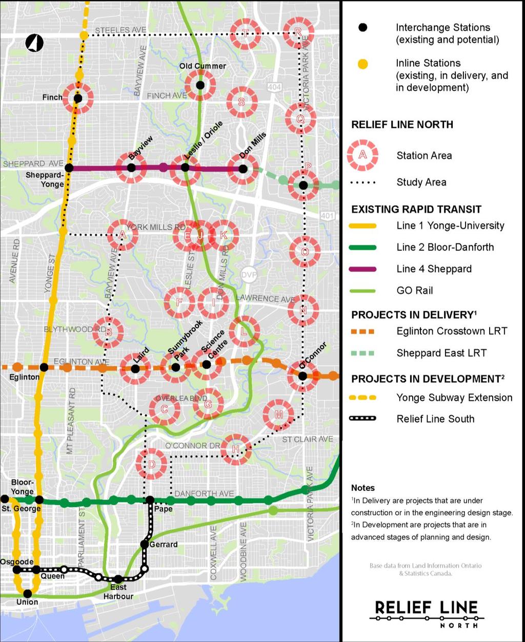 DRAFT LONG LIST OF STATION AREAS Potential station areas were identified based on: Major transit network connections: Existing transit network (TTC and GO) Future