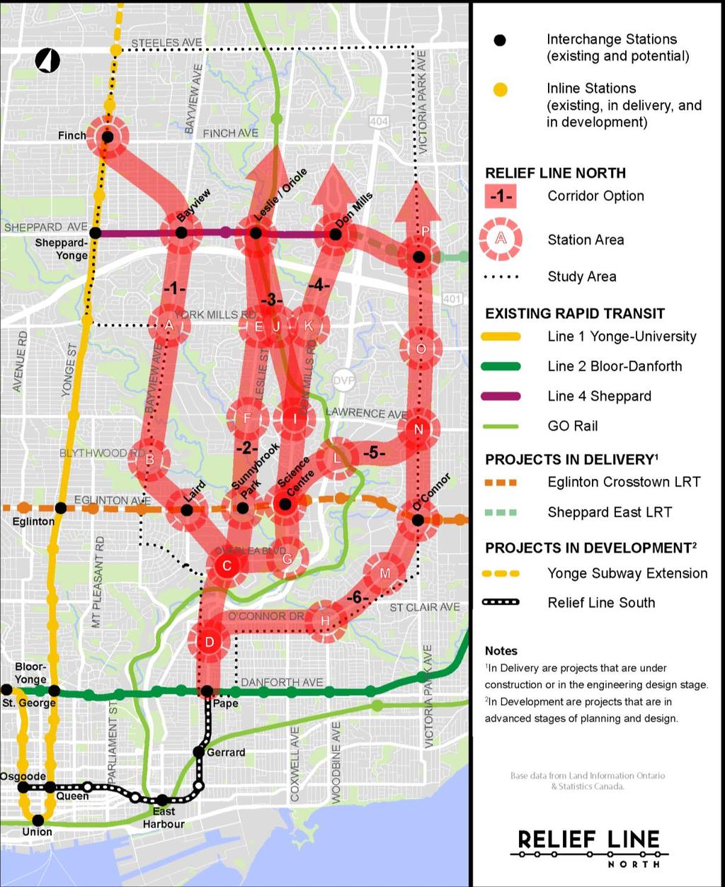 DRAFT LONG LIST OF CORRIDOR OPTIONS Corridors were identified by: Connecting potential station areas; and Serving communities with significant existing transit ridership.