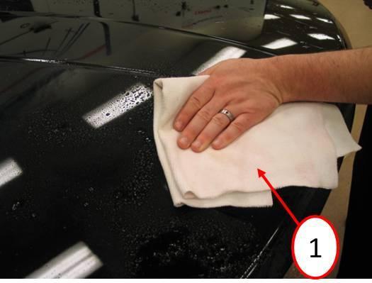 31-001-13-4- Fig. 5 Microfiber Cloth 1 - Microfiber Cloth 5. If overspray cannot be removed with a clay bar and Meguiars Final Inspection or equivalent, proceed to Step #6. 6. Use a D.A.
