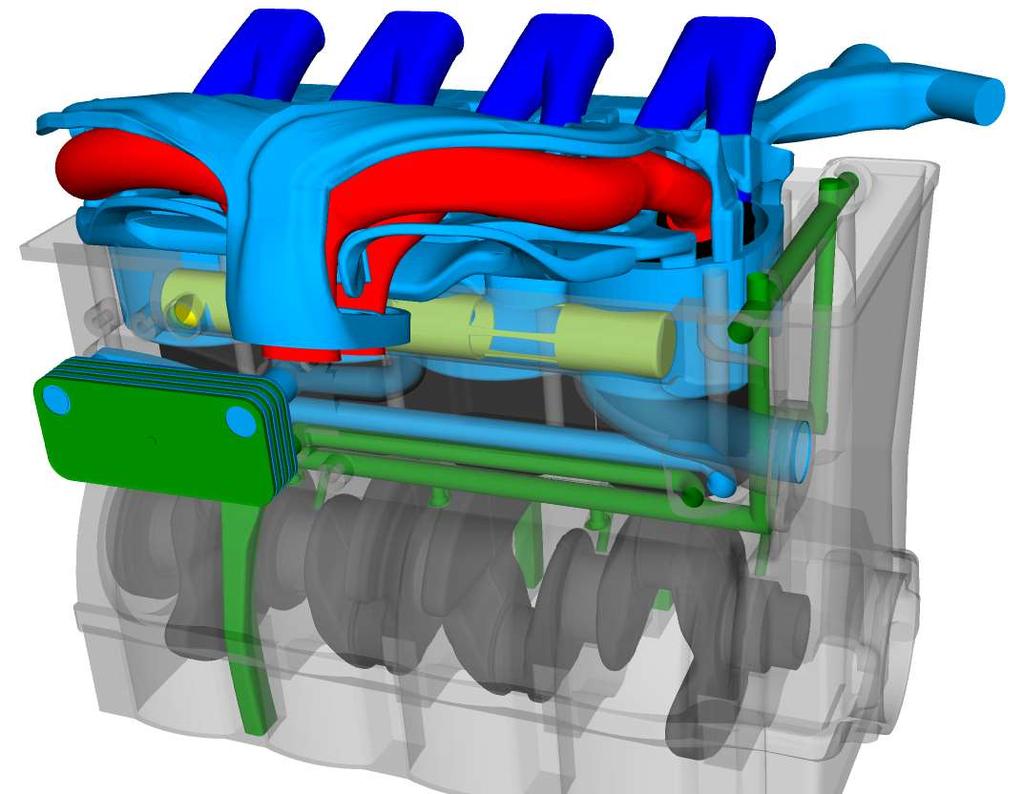 page 7 InDesA s Virtual Internal Combustion Engine Designed to demonstrate thermal simulation techniques with options for different thermal management technologies: Split Cooling Integrated Exhaust