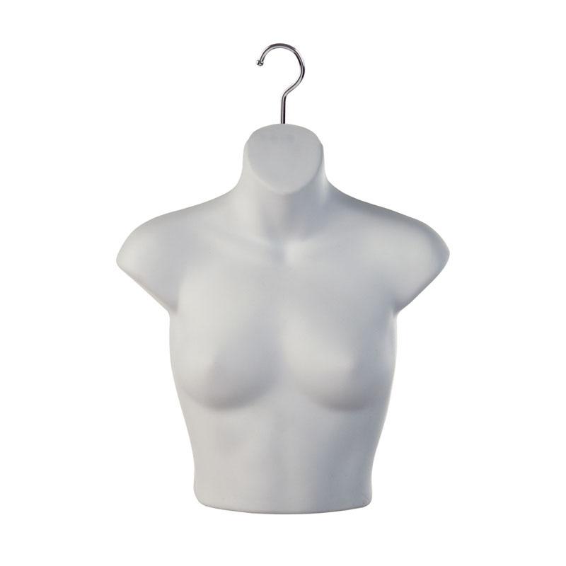 43 (DIS-1/2MENS) Color:Black, White Half Round Bust-Ladies Womens. Injection Molded Plastic. 7" Deep.
