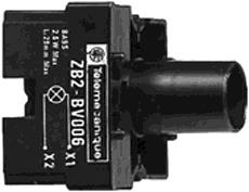 045 23 24 Pilot light bodies for front mounting Description Supply Scheme Reference Weight voltage ZB2-BV006 Direct supply 400 V X1 ZB2-BV006 0.