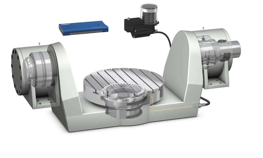 Application example of SKF super-precision axial radial cylindrical roller bearings in a swivelling table SKF range of solutions for swivelling tables also includes tapered roller bearings, sealings,