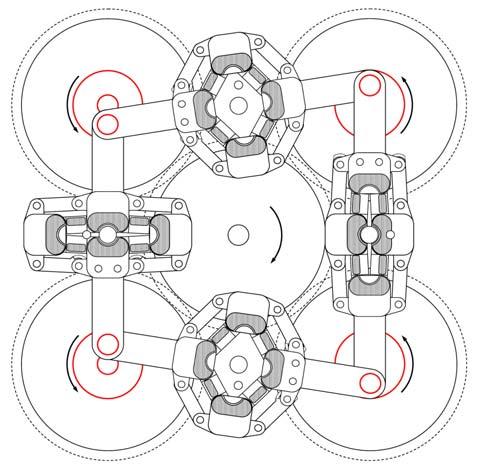 5 ELIMINATION OF CRANKSHAFT A four-piston engine does not need a crankshaft, since its four pistons are linked