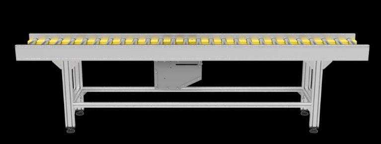 L - CONVEYOR LENGTH RC B 1 4 Roller conveyor, Tangential belt, Aluminium frame, Boxes ROLLER PITCH