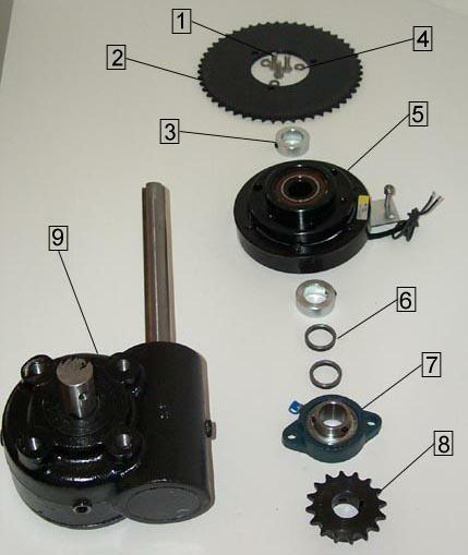 GEAR BOX & ELECTRIC CLUTCH ASSEMBLY ITEM PART # QTY.