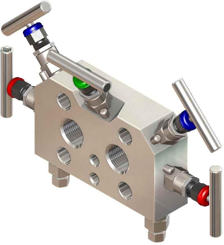 L5/S 5 Way Direct Mount Manifold with Bottom Mounted Vent Ports The L5/S manifold is designed to mount directly to standard differential pressure transmitters.