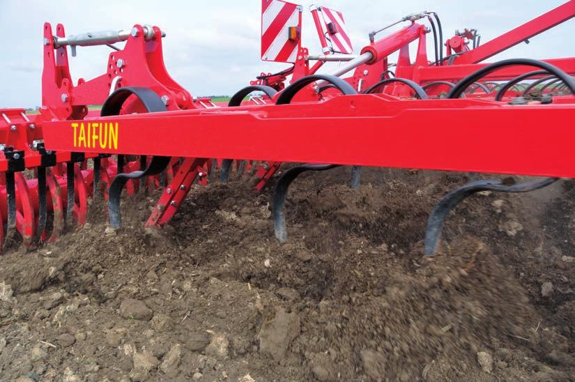 this tine is also recommended for the first stubble operation in light and medium soil up to a working depth of 6 cm.
