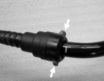 -arrows- and pull air line out of connector Disconnect connectors -1- and -2- and unclip both