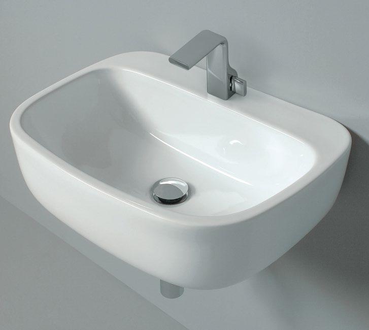 MN54L Mono 54 Countertop - wall hung basin 54 cm without overflow arranged for three holes tap Furniture BOX - depth.