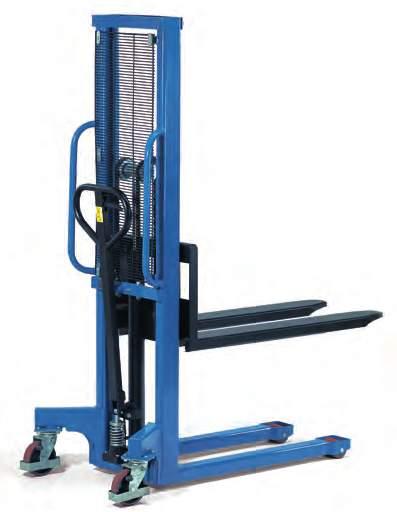 142 S TAC K E R S Stackers For the occasional use as lifting and transport appliance. Sturdy sectional steel construction with tubular push handles, powder coated blue RAL 5007.