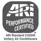 Government DOE Department of Energy test procedures and/or ARI Standards 210/240--- 89. } Rated in accordance with ARI Standard 270--- 84. NOTES: 1.