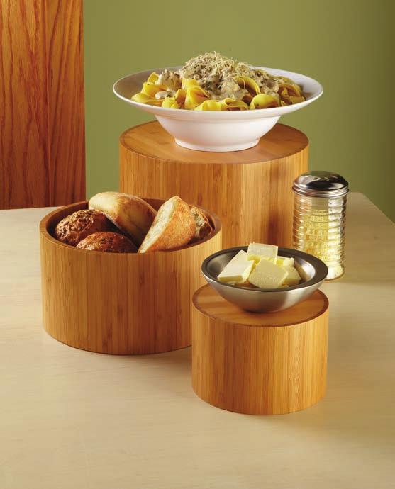 C C ) Round Bamboo Riser Set Form and function combine with this set. Use them as risers or bowls. RBRS3 Set of 3 1 0.75 23 126.00 Set 6" Dia.