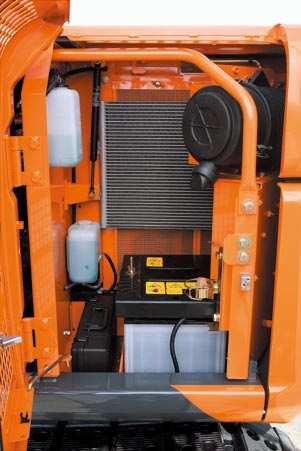 There are many service features to be found on the ZAXIS- series. the fuel ilter, water separator and engine oil ilter.
