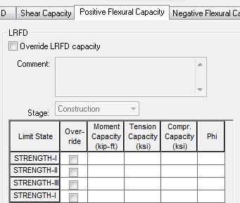 Capacity Override LRFD Open BID1 in BrD and navigate to SUPERSTRUCTURE DEFINITIONS->Simple Span Structure- >Members->G1->Member Alternative->Plate Girder-> Point of Interests->Span 1 80.5.