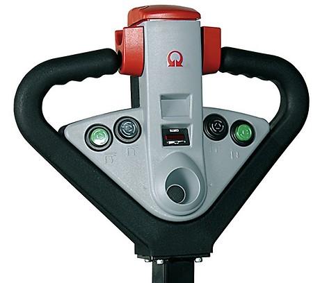 Safety pushbutton with warning buzzer. Forks way up/down control positioned on both sides of the handle (only on CX14).