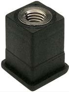 Polyamide SQUARE PLUG for square tube Material: reinforced polyamide, threaded bushing in nickel plated