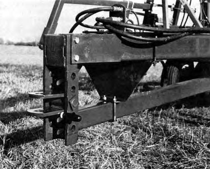 Tillage Depth: Tillage depth was controlled with four hydraulic cylinders connected in series. A hydraulic stop valve on one cylinder could be adjusted to set tillage depth.