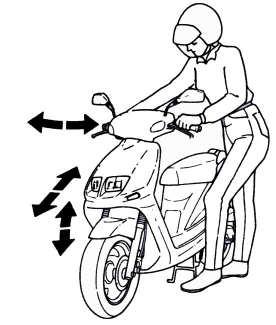 Shake steering handle up & down, left & right, and front & rear to check if it is loosen, has too much resistance and pulls to one side.