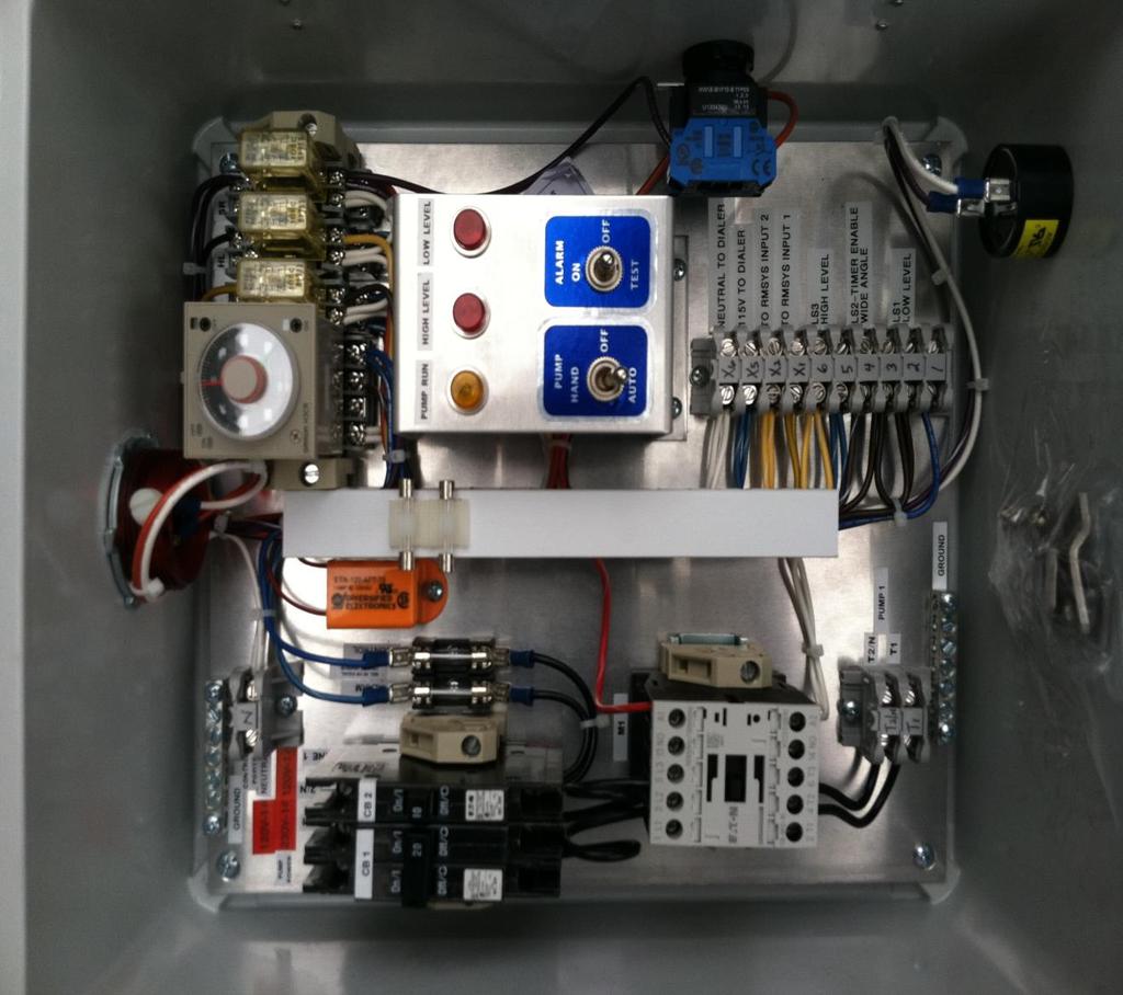 3. E-Z Treat Re-Circulation Pump Control Mod# EZ SR-12 Line Voltage Power (115 v or 230v) Terminals CB1 CB2 Netrual Ground High Level Alarm (Top Float) Connects to Terminals #5 and 6