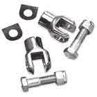 Kit includes two chrome-plated bolts and lock nuts with nylon inserts. The bolts carry a Harley-Davidson Bar & Shield proof mark.