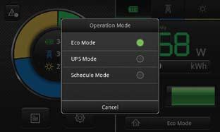 2.6 OPERATION MODES Touch on EnergyOptimizer main menu to change operation mode.