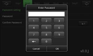 2.1.5 Password Setting Touch the screen to set password, press OK to confirm password.