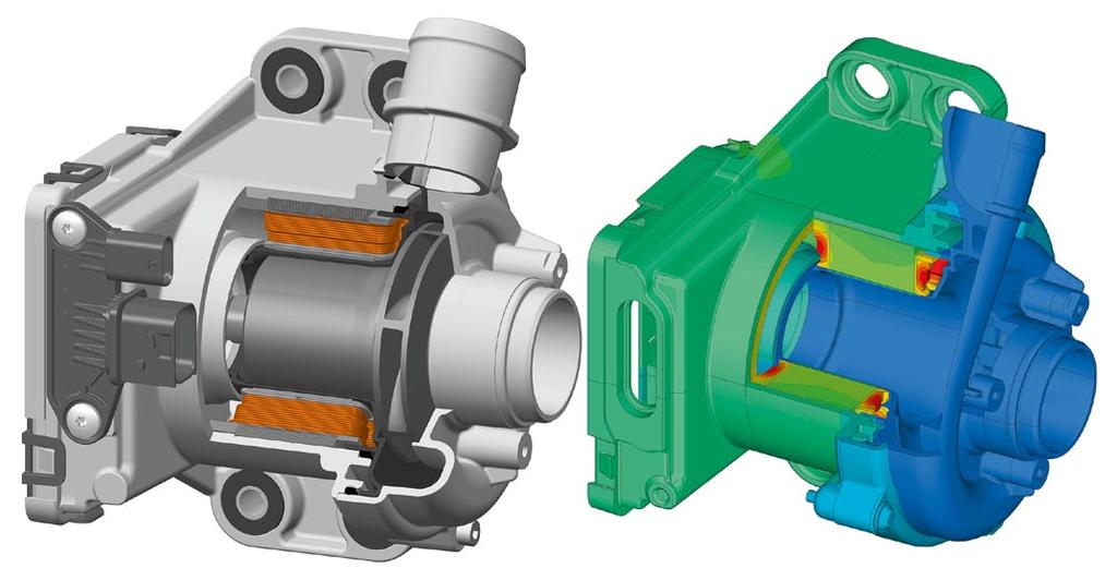 For the hydraulic system development, CFD (Computational Fluid Dynamics) simulations are performed, 3.