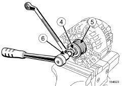 STARTING - CHARGING Alternator pulley: Removal - Refitting 16A K9K Tightening torquesm alternator pulley nut 80 N.