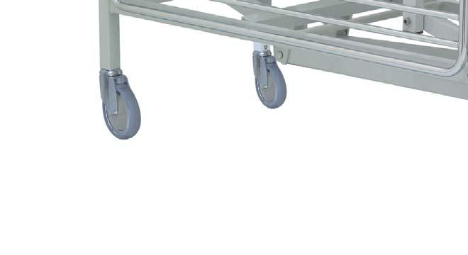 ø150 mm castors, with bumpers (two with brakes). Structure made of enamelled steel.