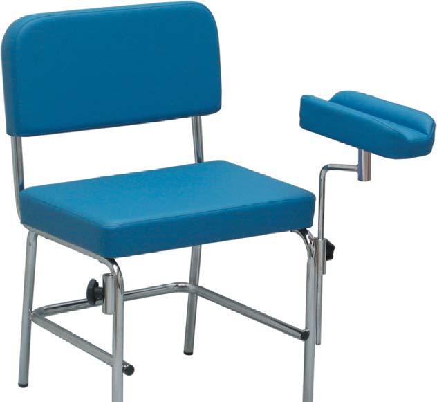 PHLEBOTOMY BLOOD SAMPLE COLLECTION CHAIR Synthe c leather upholstery. Direc onal, adjustable, removable and upholstered armrest.