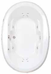 Fourteen jets (whirlpool) Deep bathing well Two decorative handles One pillow Can be undermounted 5598 72 x 36 x 24 S 5599 72 x 42 x 24 S 5096 60 x