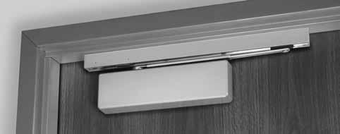 The arm geometry reduces door closer power efficiency by approximately 25% from that of a regular arm.
