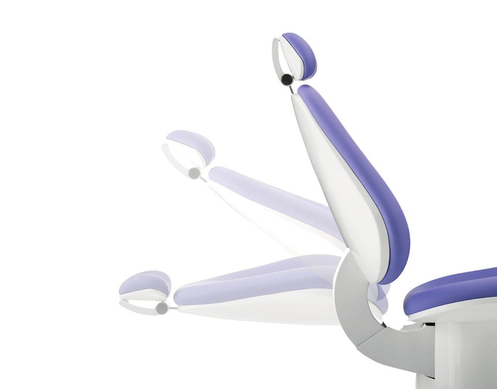 patient comfort Standard extending headrest The adjustable headrest can extend to