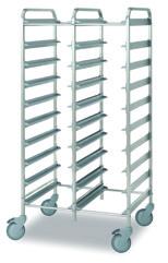 Metos TRT-10/C FP Product number 4554434 Product name Tray trolley Metos TRT-10/C FP Size mm (w * d * h) 410 * 590 * 1570 19,450KG 10 trays (325x430/530mm) - panelling of beech