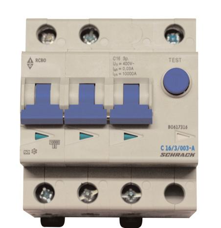 W DATA SHEET: COMBINED RCD/MCB DEVICES BO, 3-POLE W SCHRACK-INFO Combined RCD/MCB device Type-A: Protects against special forms of residual pulsating DC which have not been smoothed Line
