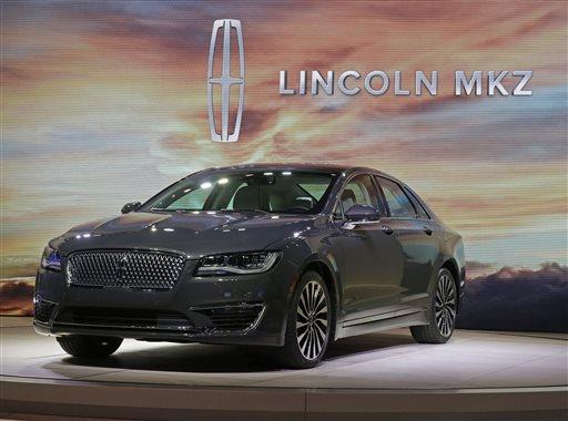 The 2017 Lincoln MKZ is shown at the Los Angeles Auto Show on