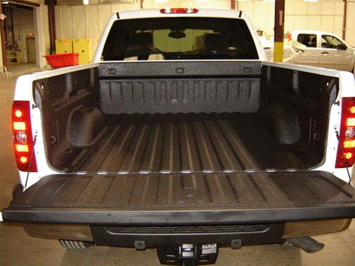 Equipped with Spray-in Bed Liner (RPO CGN) Spray-in Bed Liner General Information Starting with model year 2013, a spray-in bed liner (RPO CGN) is optional on Crew Cab trucks with 6.6 and 8 boxes.